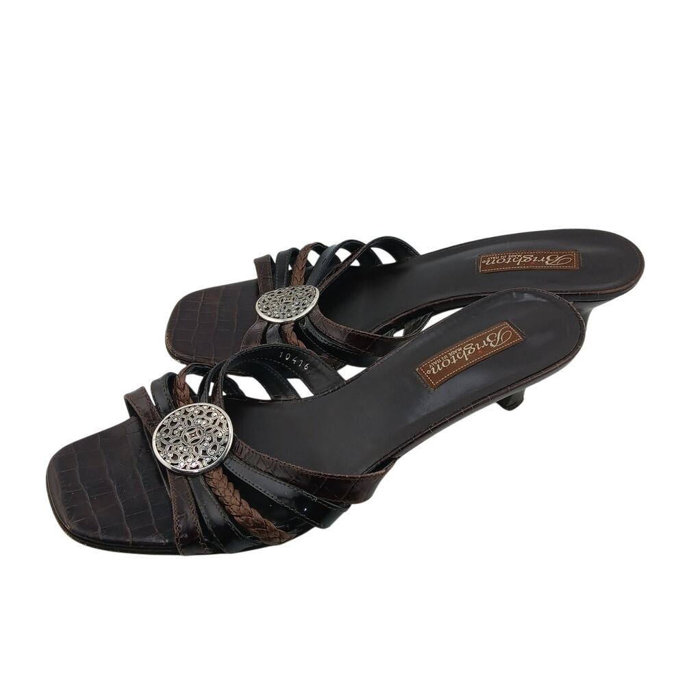 Brighton Womens Size 10 Brown Kyoto Peep Toe 90s Low Heel